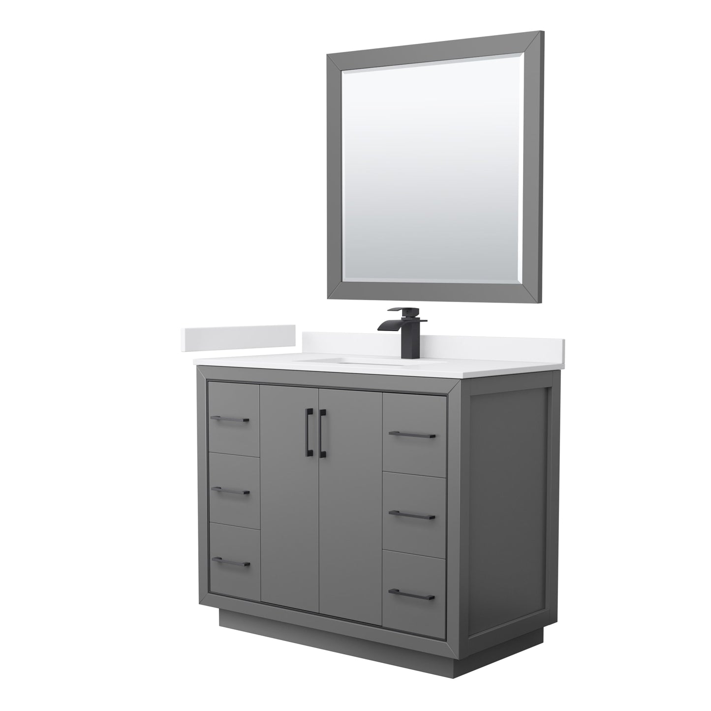 Icon Bathroom Vanity with Countertop 42 inch Single Sink Single hole Faucet Setup