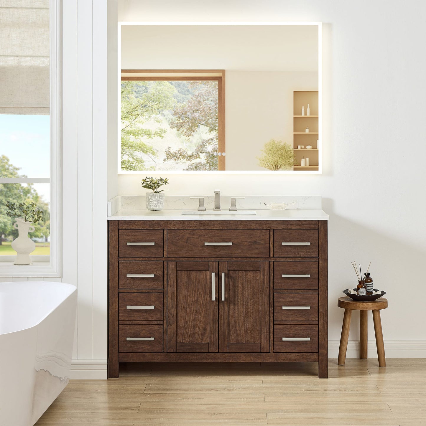 Beckett Bathroom Vanity with Countertop 48 inch Single Sink 3-hole Faucet Setup