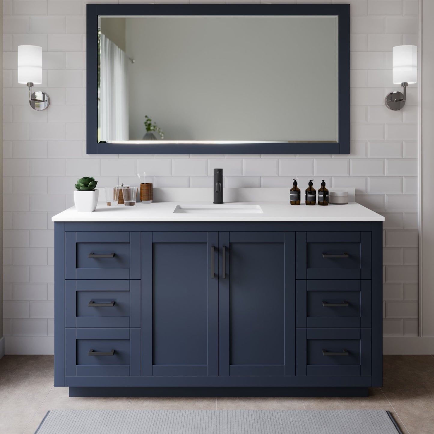 Miranda Bathroom Vanity with Countertop 66 inch Single Sink Single hole Faucet Setup