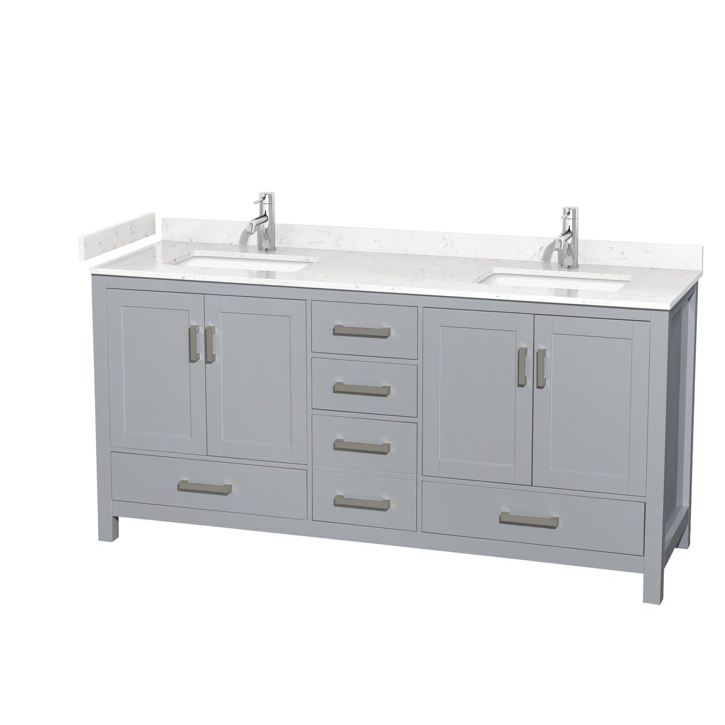 Sheffield Bathroom Vanity with Countertop 72 inch Double Sink Single hole Faucet Setup