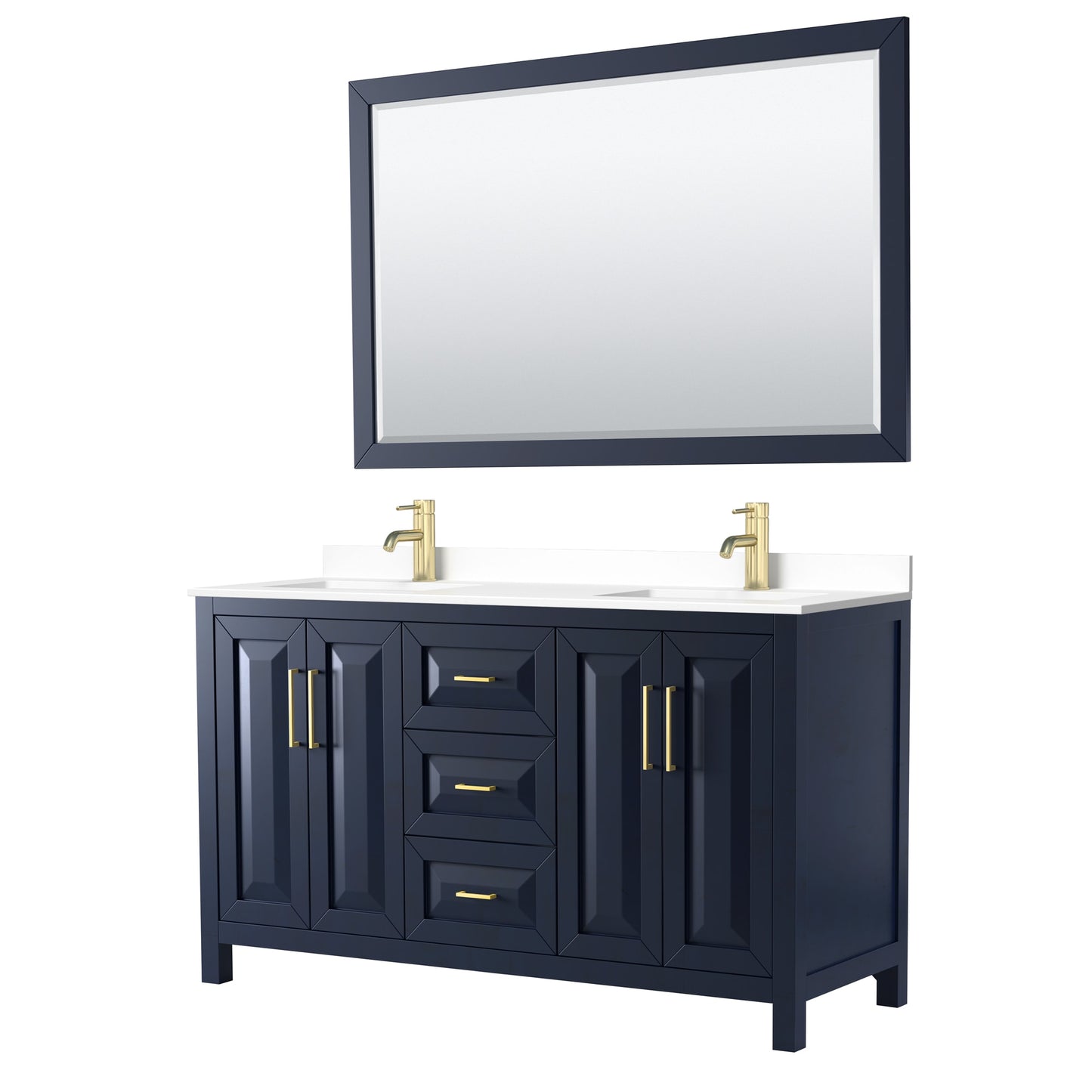 Daria Bathroom Vanity with Countertop 60 inch Double Sink Single hole Faucet Setup