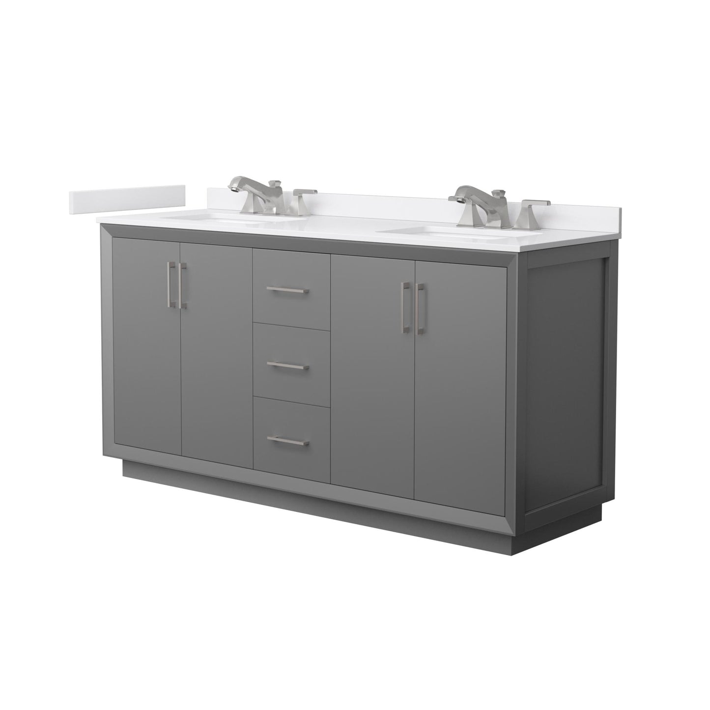 Strada Bathroom Vanity with Countertop 66 inch Double Sink 3-hole Faucet Setup