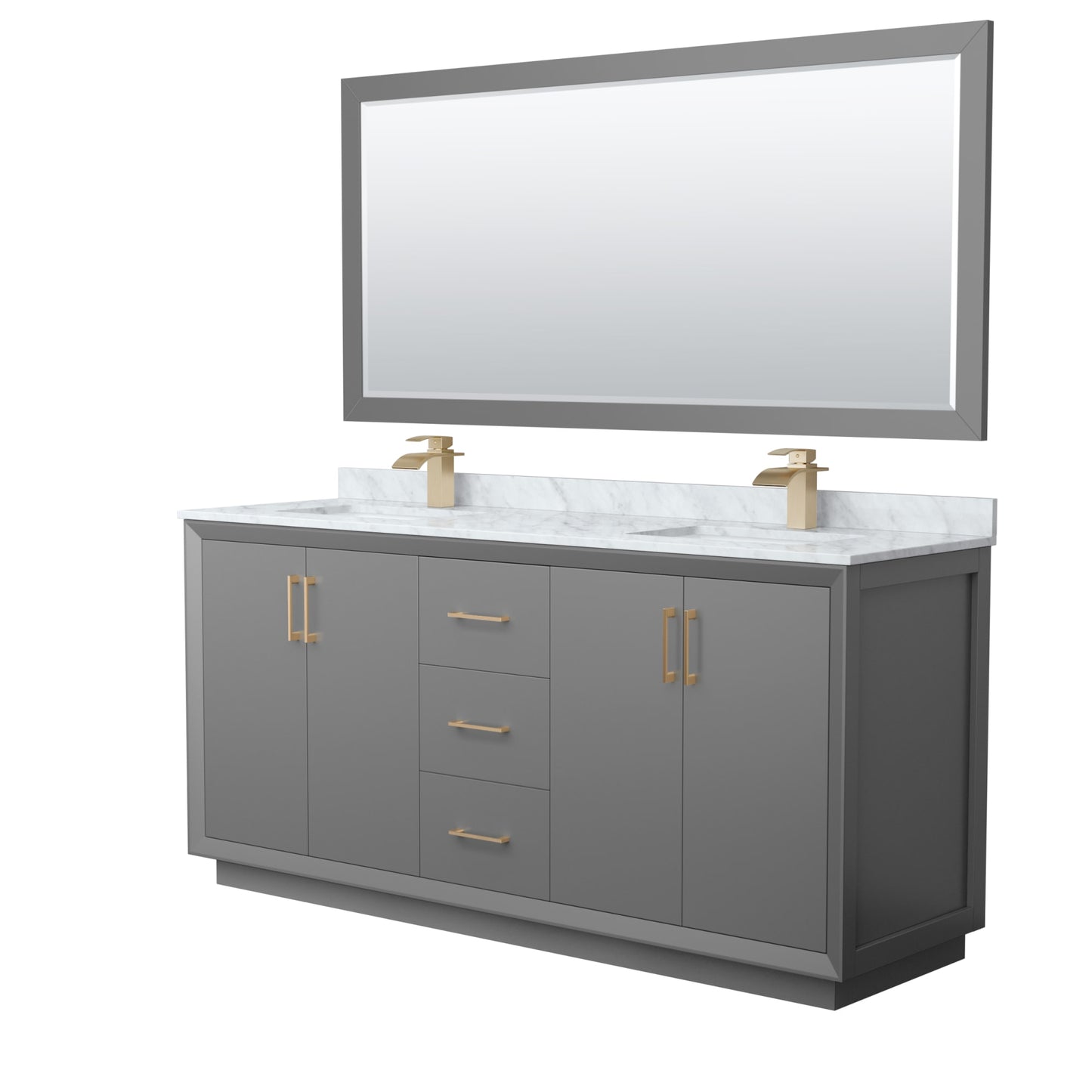 Strada Bathroom Vanity with Countertop 72 inch Double Sink Single hole Faucet Setup