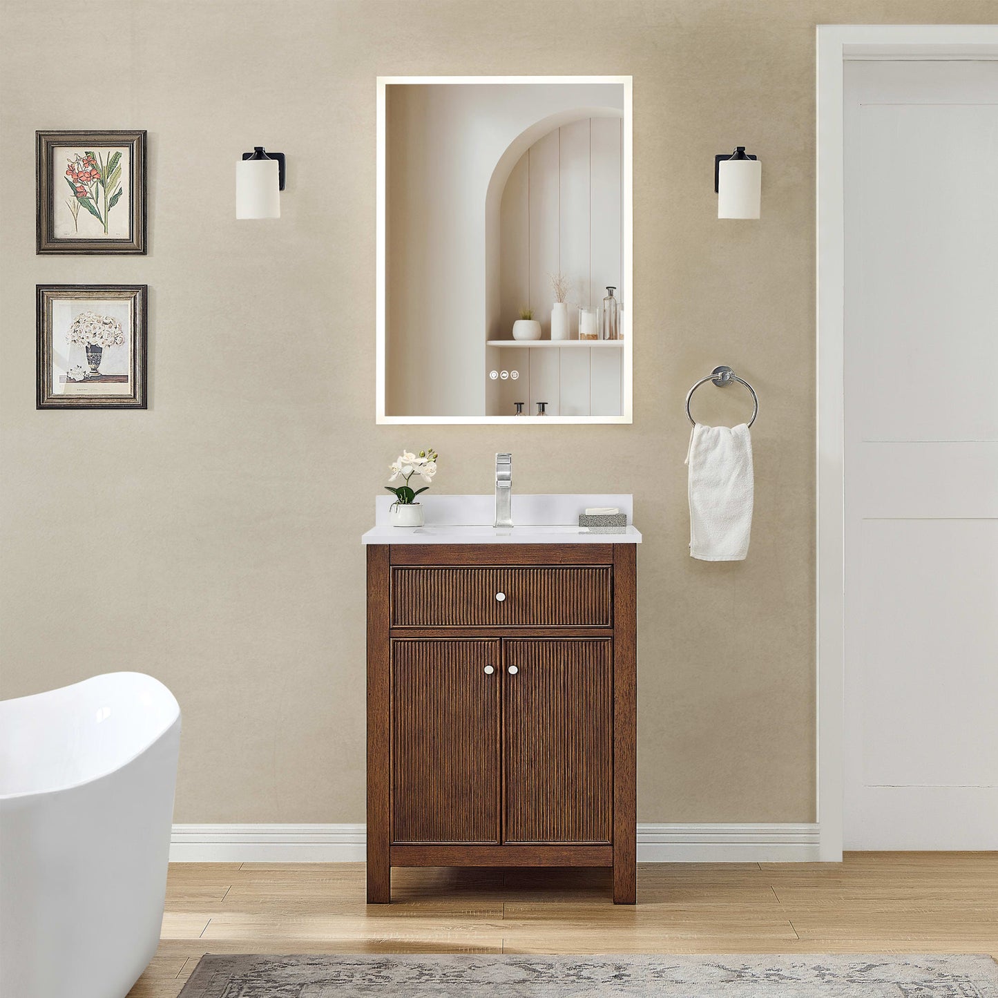 Pendry Bathroom Vanity with Countertop 24 inch Single Sink Single hole Faucet Setup