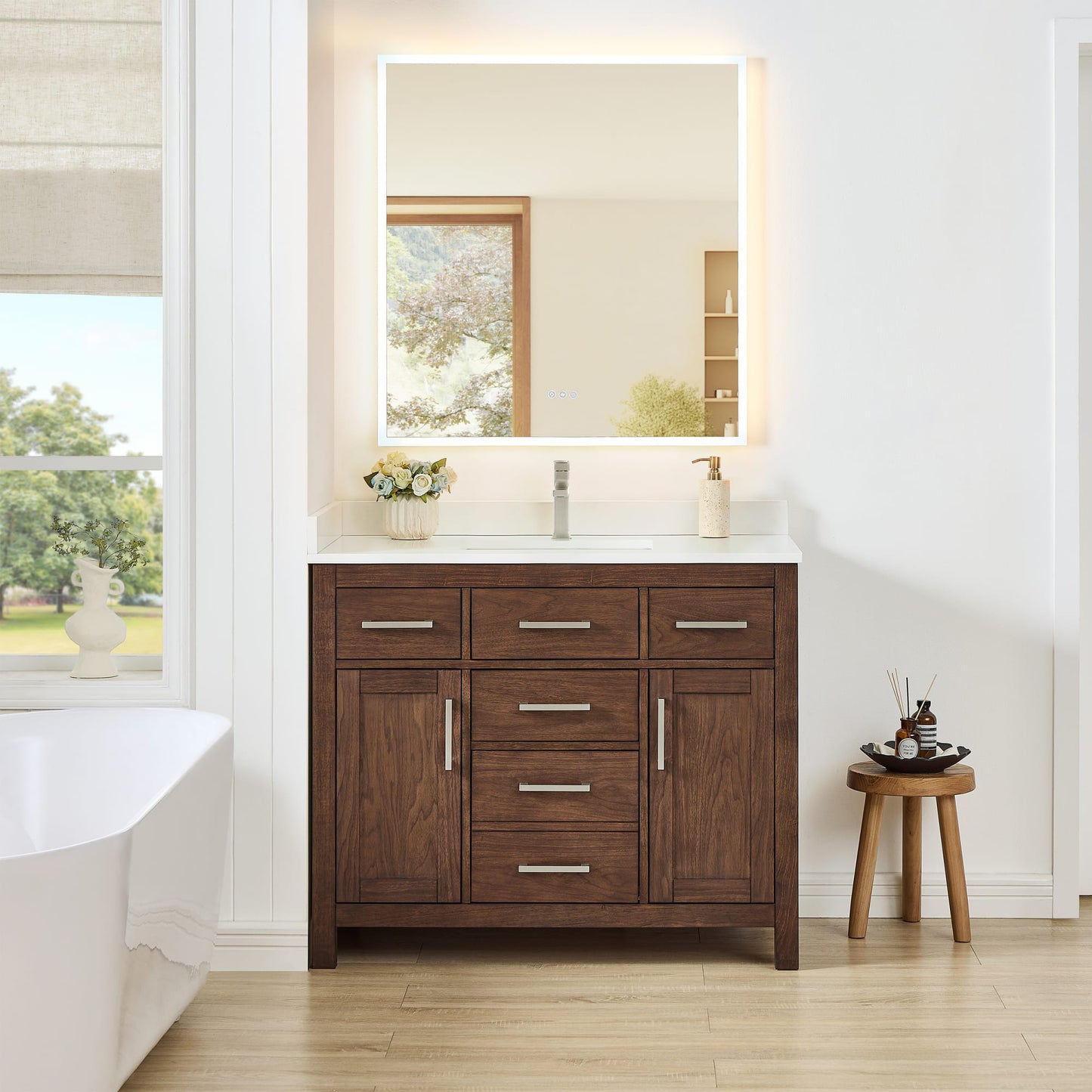 Beckett Bathroom Vanity with Countertop 42 inch Single Sink Single hole Faucet Setup