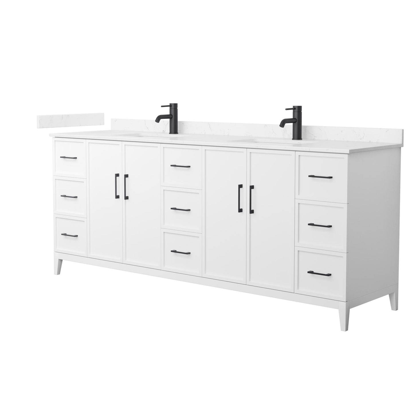 Elan Bathroom Vanity with Countertop 84 inch Double Sink Single hole Faucet Setup