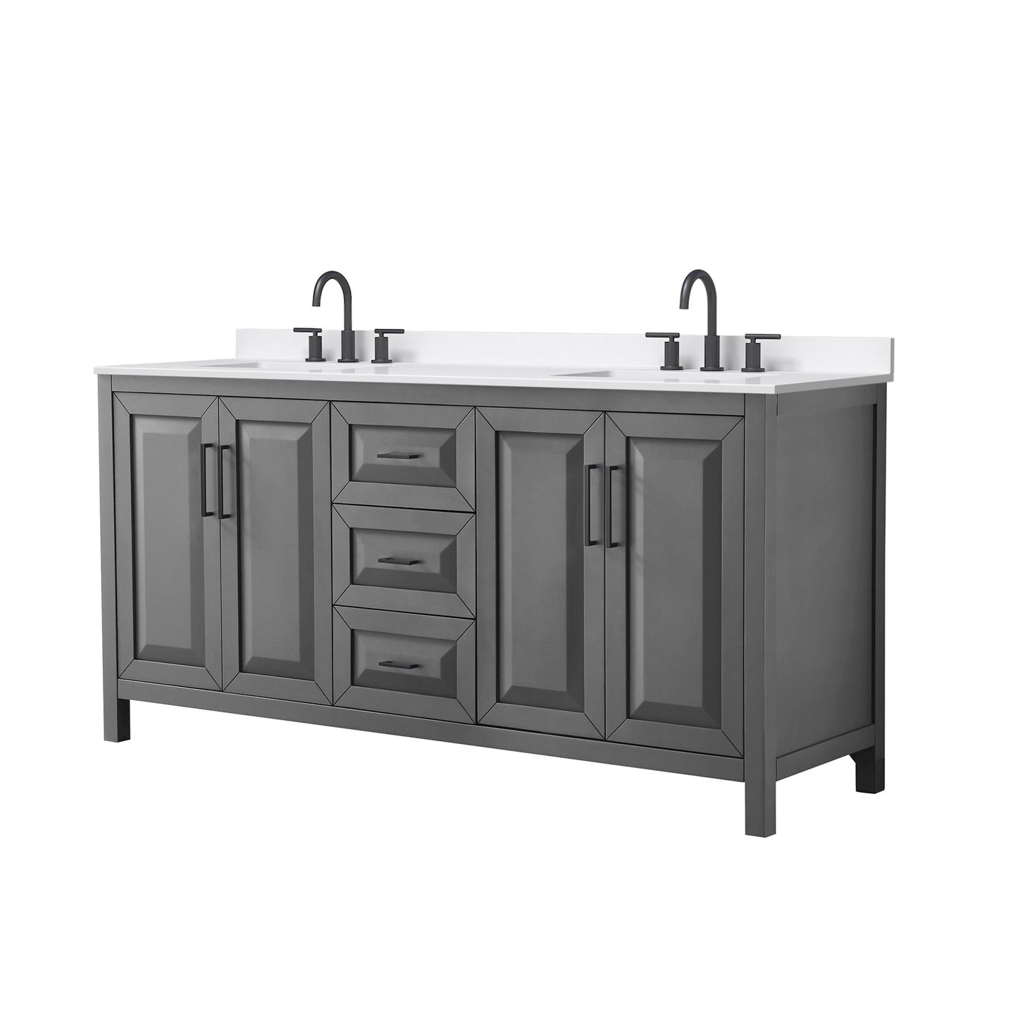 Daria Bathroom Vanity with Countertop 72 inch Double Sink 3-hole Faucet Setup