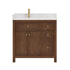 Custom image for Dark Walnut with Brushed Gold Trim / Giotto Quartz / No Mirror