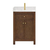 Custom image for Dark Walnut with Brushed Gold Trim / Carrara Cultured Marble / No Mirror