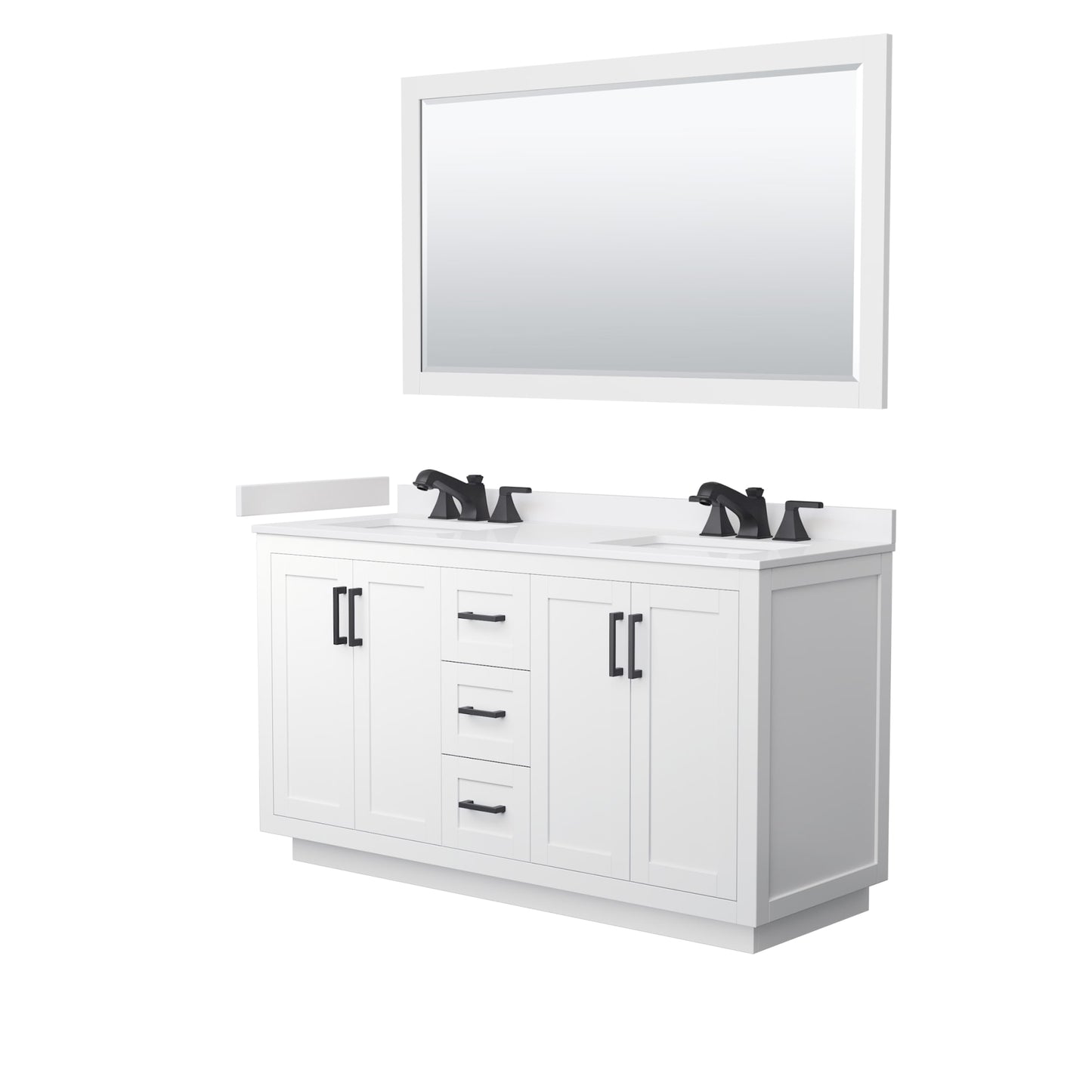 Miranda Bathroom Vanity with Countertop 60 inch Double Sink 3-hole Faucet Setup