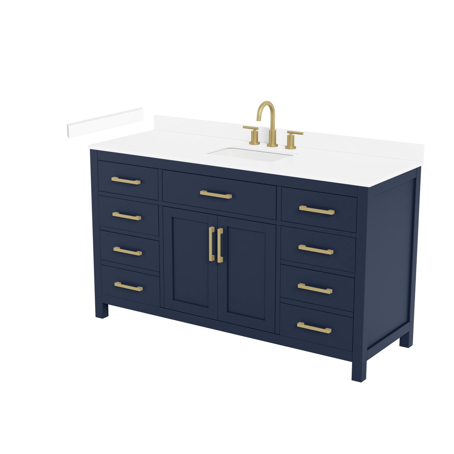Beckett Bathroom Vanity with Countertop 60 inch Single Sink 3-hole Faucet Setup
