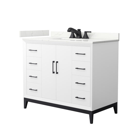 Amici Bathroom Vanity with Countertop 42 inch Single Sink 3-hole Faucet Setup