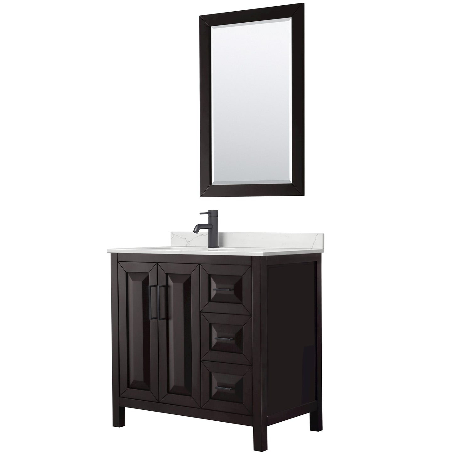 Daria Bathroom Vanity with Countertop 36 inch Single Sink Single hole Faucet Setup