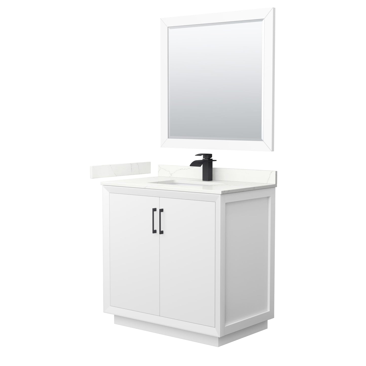 Strada Bathroom Vanity with Countertop 36 inch Single Sink Single hole Faucet Setup