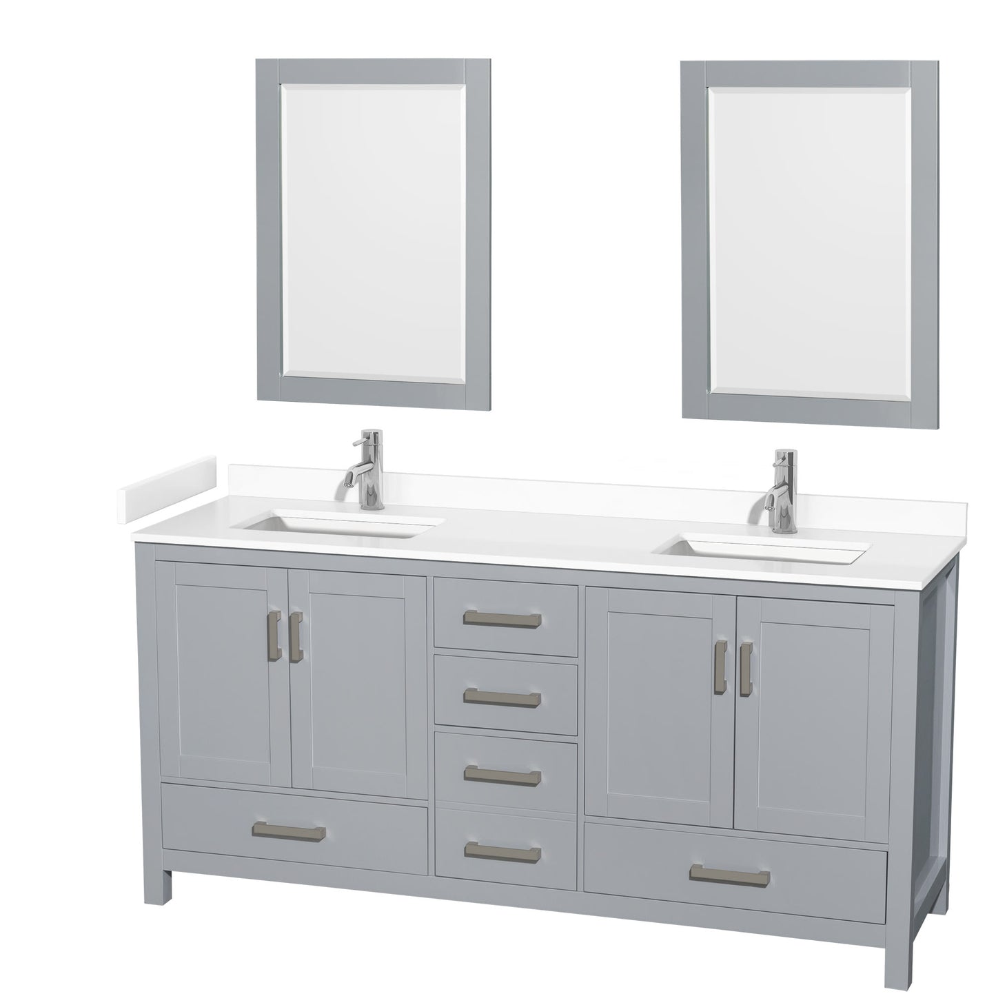 Sheffield Bathroom Vanity with Countertop 72 inch Double Sink Single hole Faucet Setup
