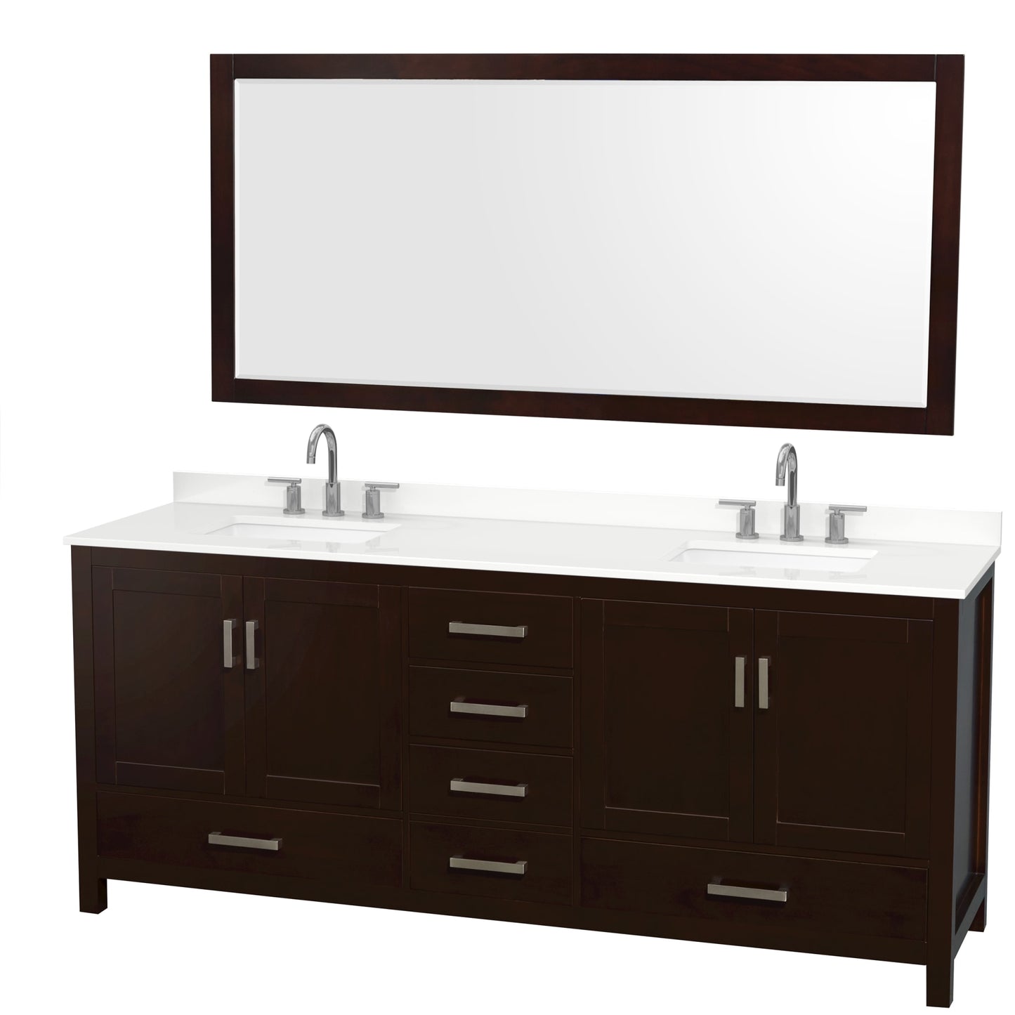 Sheffield Bathroom Vanity with Countertop 80 inch Double Sink 3-hole Faucet Setup
