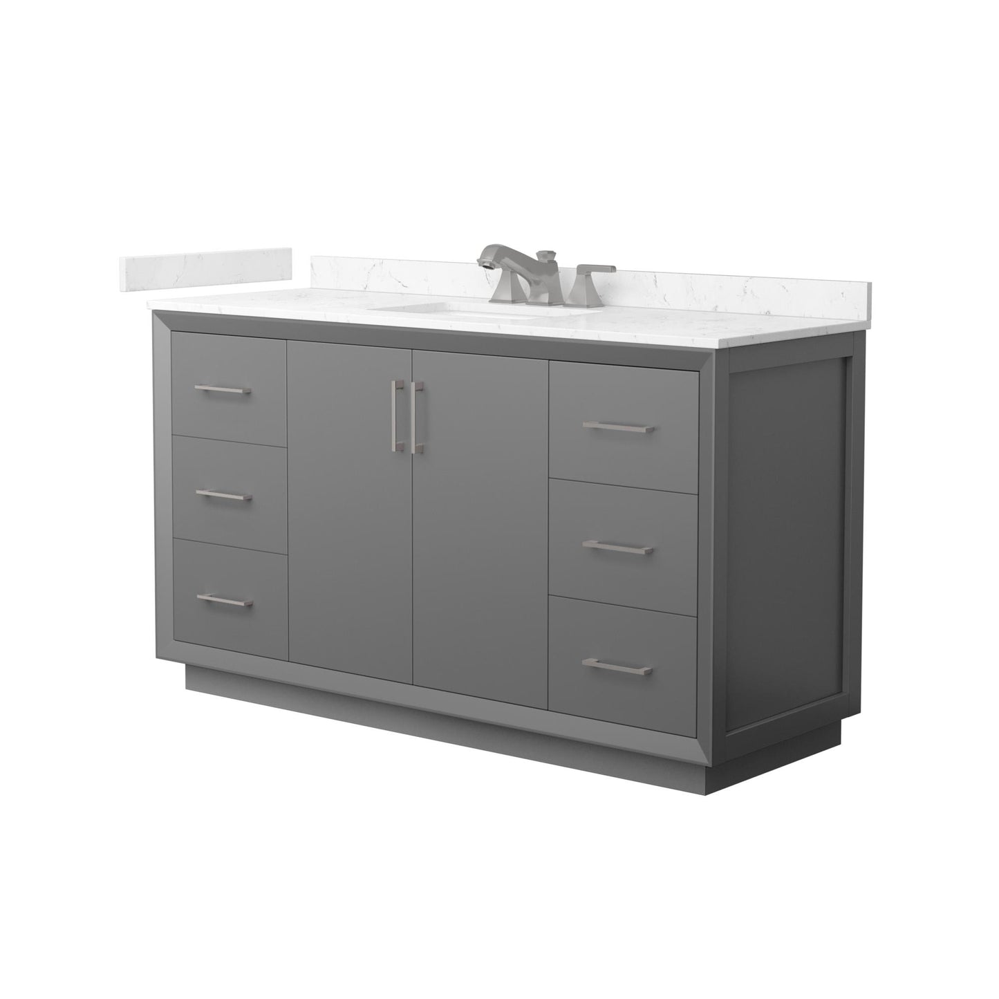 Strada Bathroom Vanity with Countertop 60 inch Single Sink 3-hole Faucet Setup
