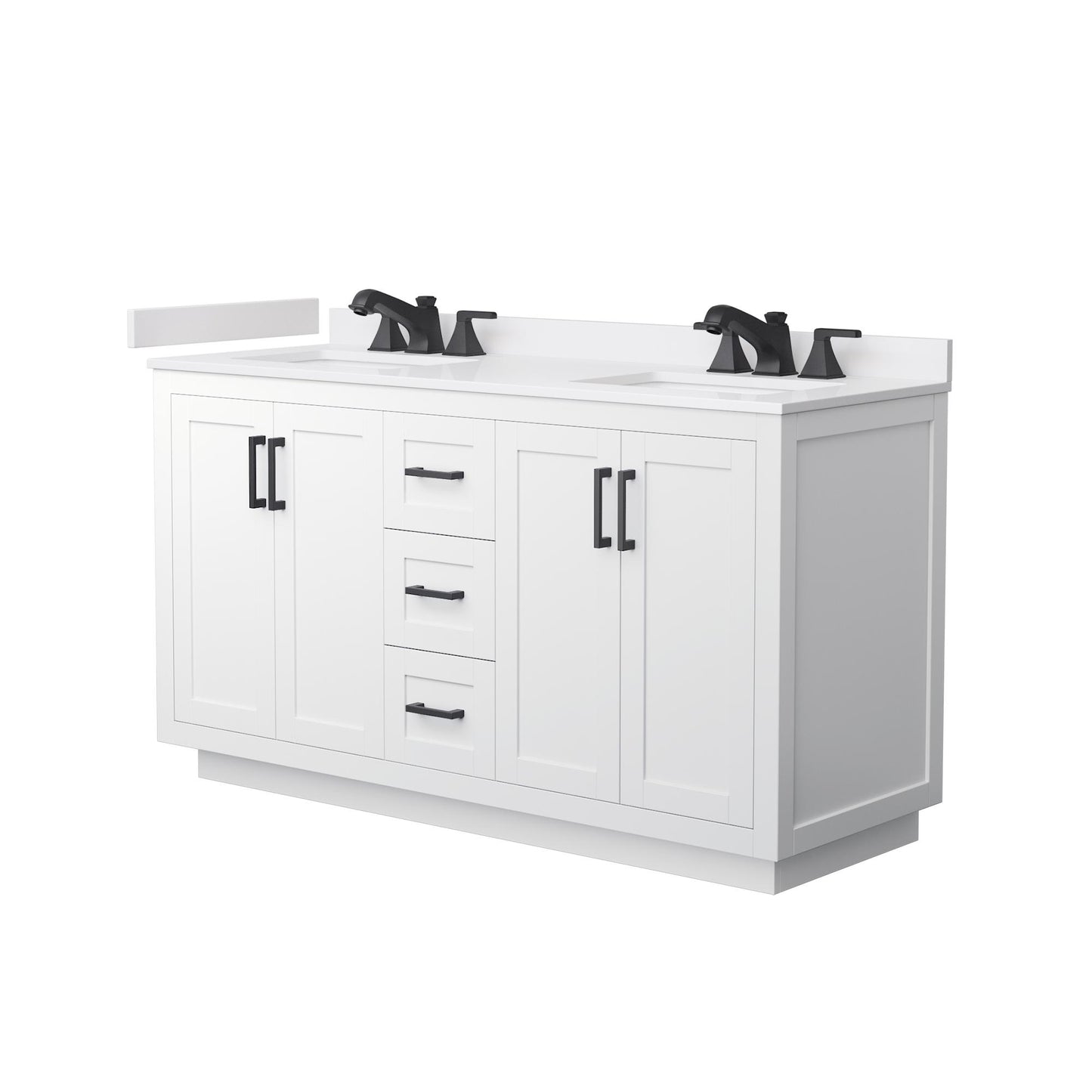 Miranda Bathroom Vanity with Countertop 60 inch Double Sink 3-hole Faucet Setup