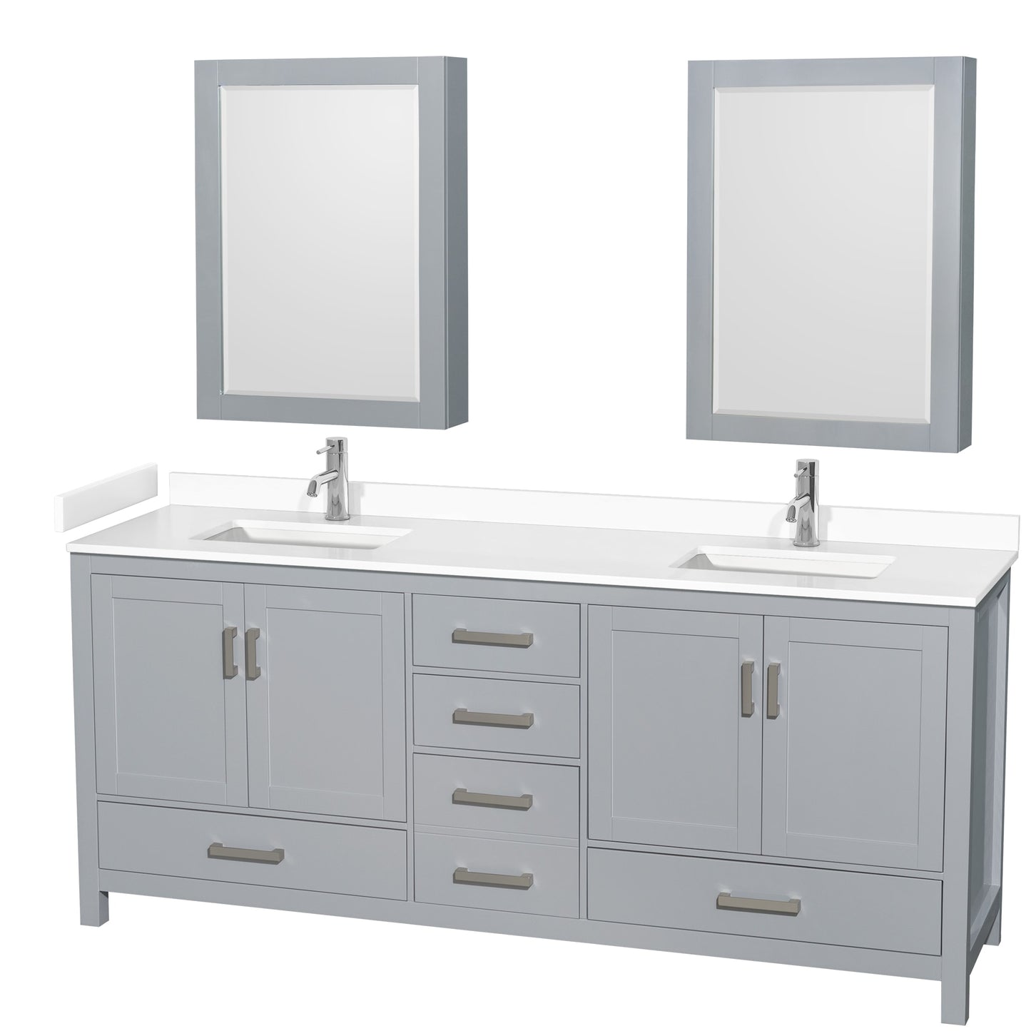 Sheffield Bathroom Vanity with Countertop 80 inch Double Sink Single hole Faucet Setup