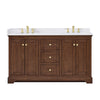 Custom image for Dark Walnut with Brushed Gold Trim / White Cultured Marble / No Mirror