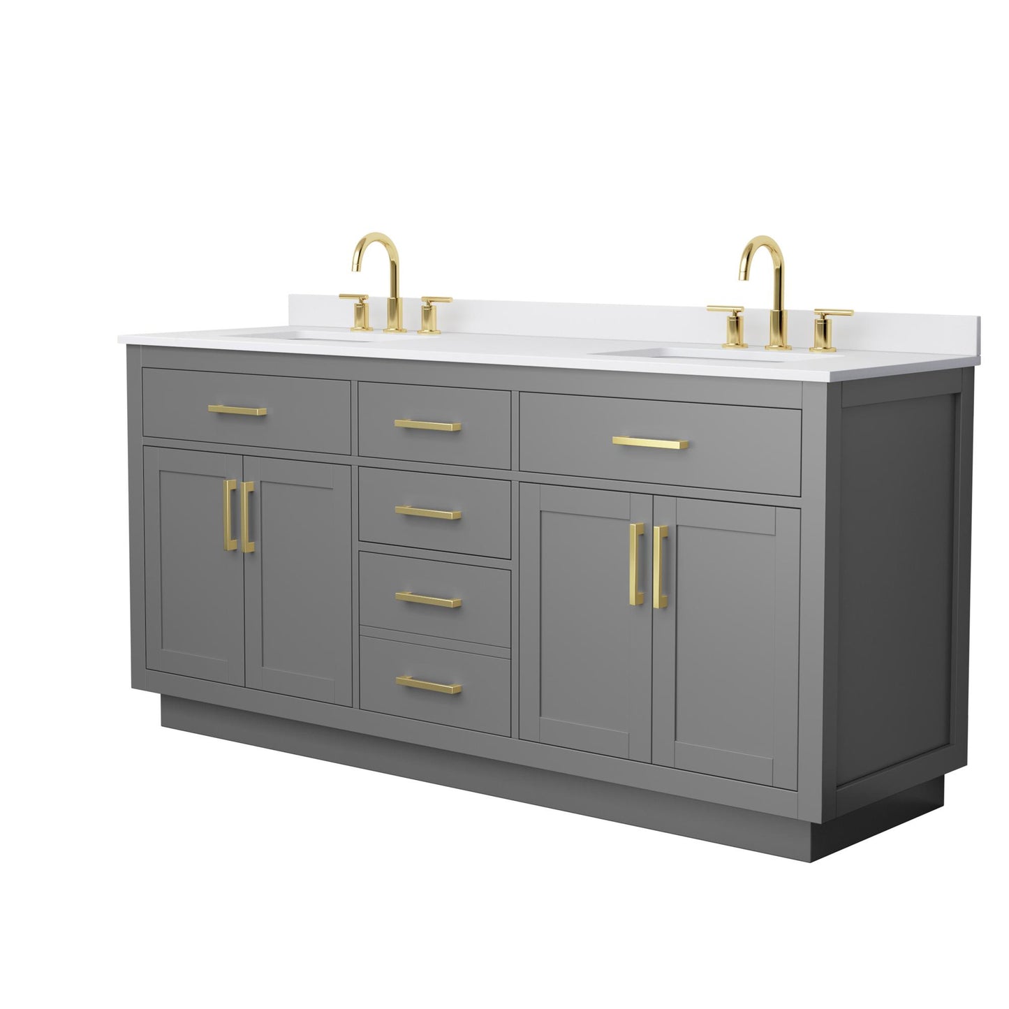 Beckett TK Bathroom Vanity with Countertop 72 inch Double Sink 3-hole Faucet Setup