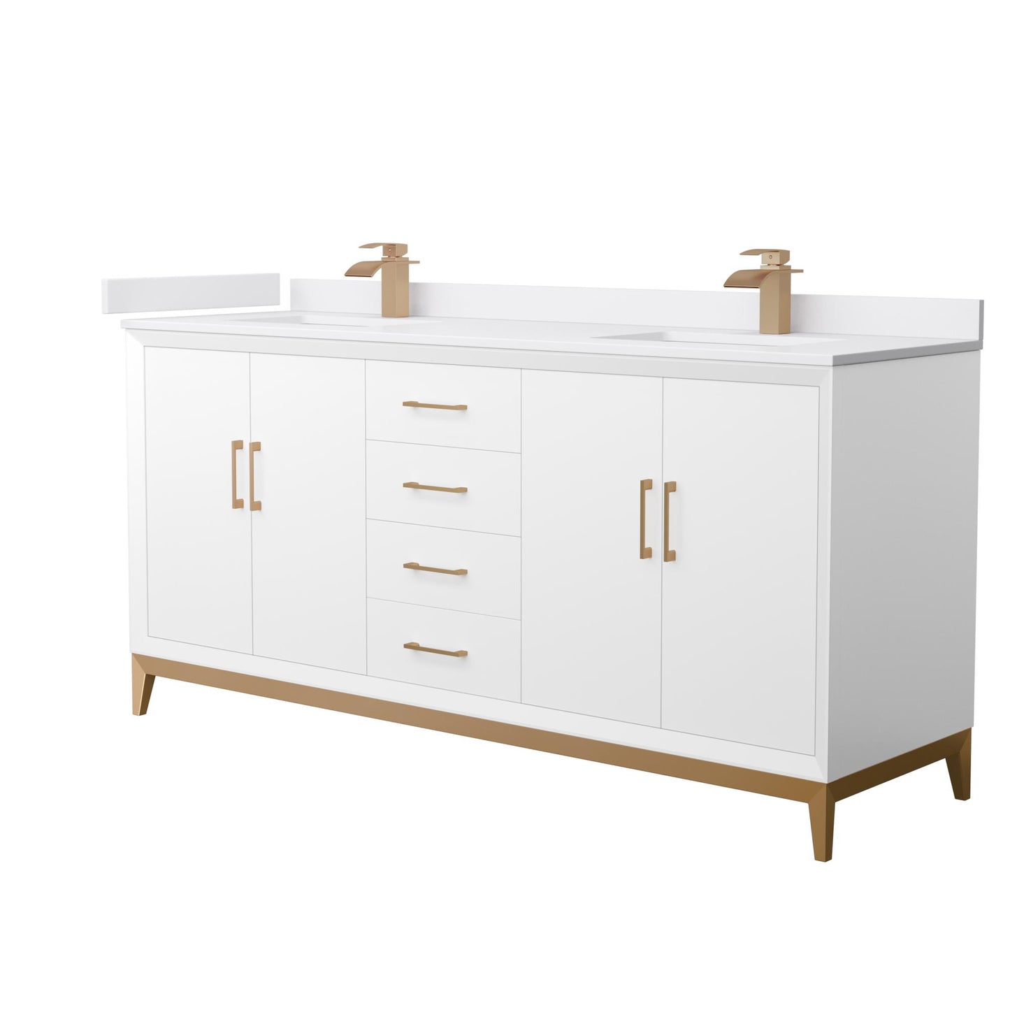 Amici Bathroom Vanity with Countertop 72 inch Double Sink Single hole Faucet Setup