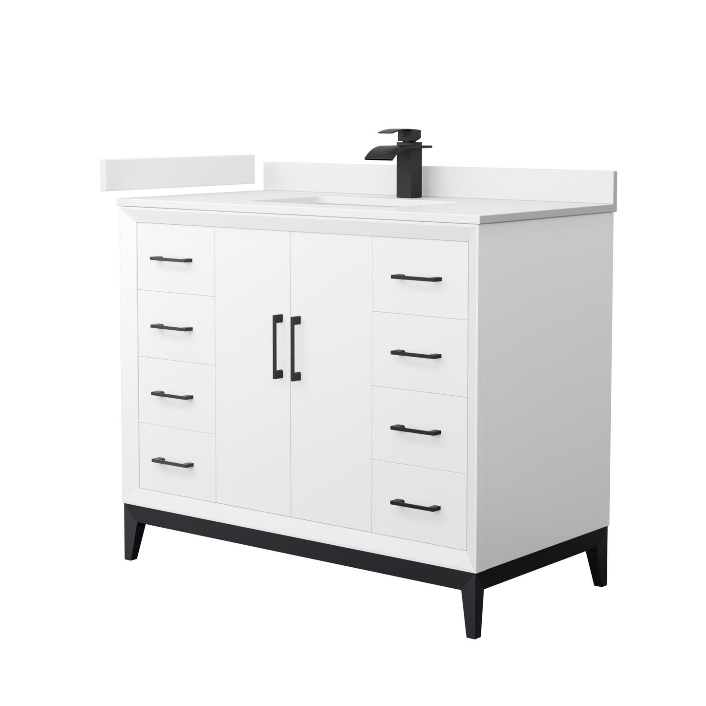 Amici Bathroom Vanity with Countertop 42 inch Single Sink Single hole Faucet Setup