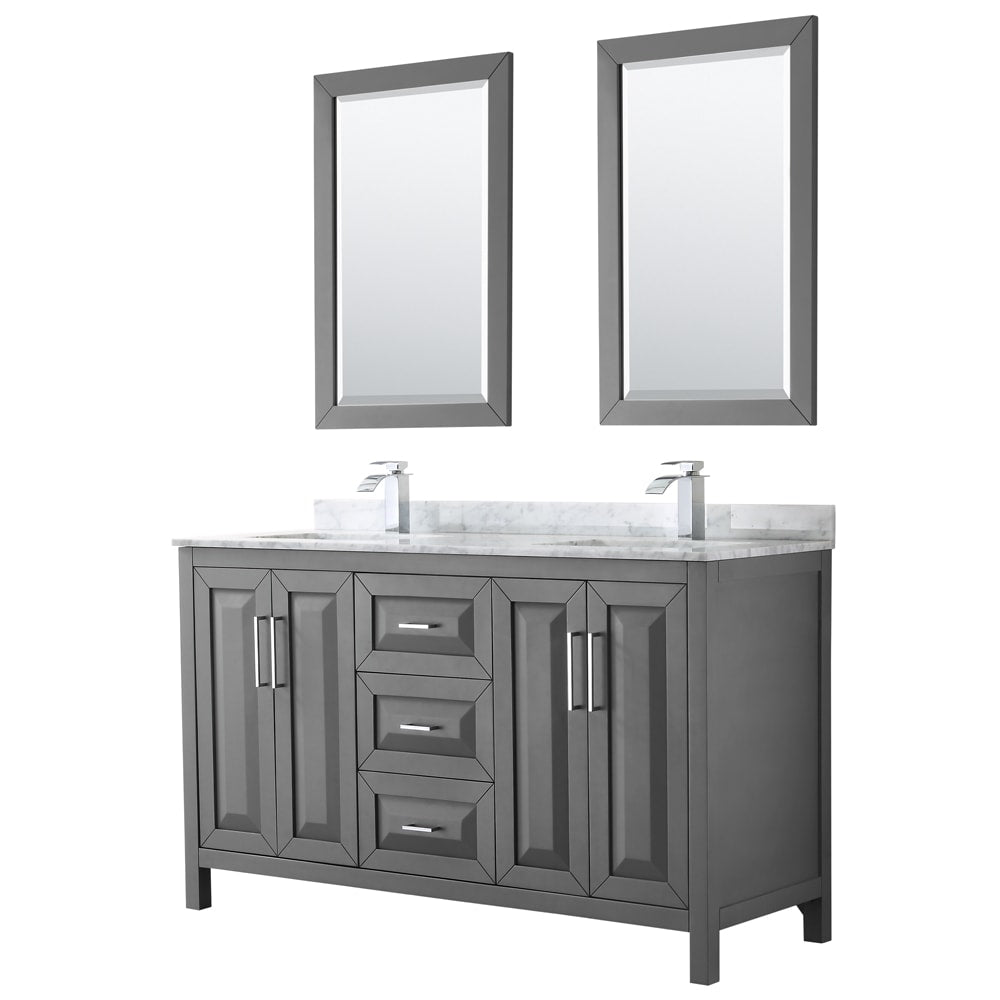 Daria Bathroom Vanity with Countertop 60 inch Double Sink Single hole Faucet Setup