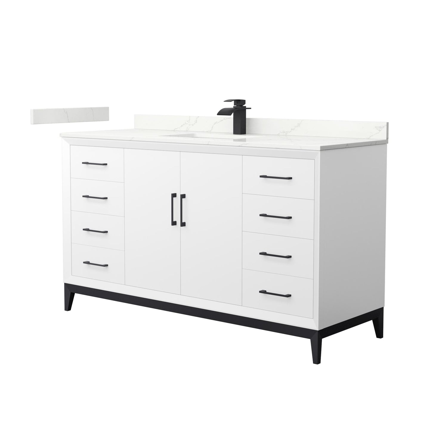 Amici Bathroom Vanity with Countertop 60 inch Single Sink Single hole Faucet Setup