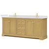 Custom image for Honey Oak with Brushed Gold Trim / White Quartz / No Mirror