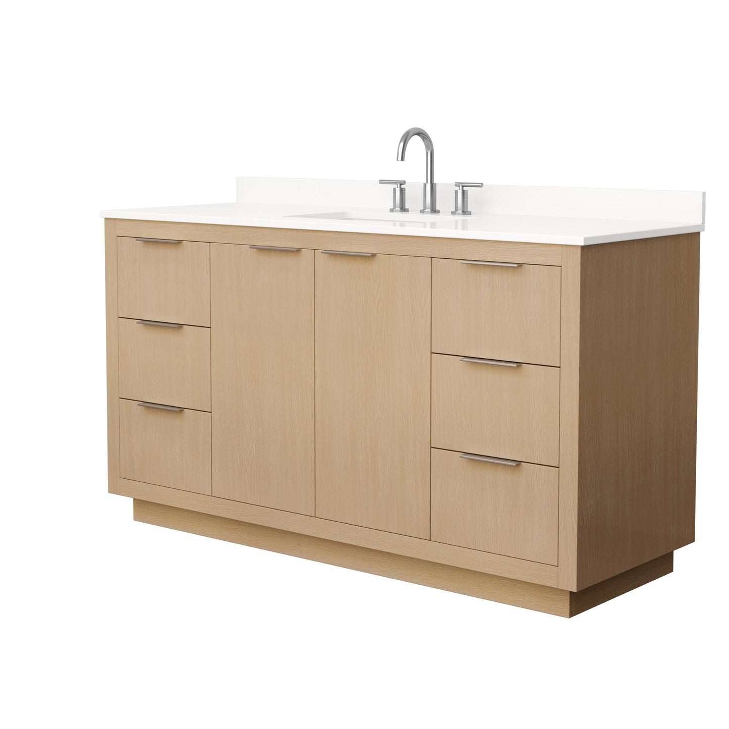 Maroni Bathroom Vanity with Countertop 60 inch Single Sink 3-hole Faucet Setup