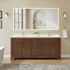 Custom image for Dark Walnut with Brushed Gold Trim / Giotto Quartz / No Mirror