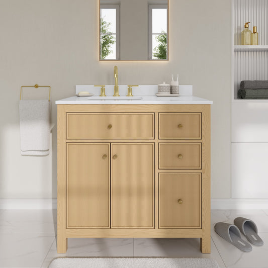 Pendry Bathroom Vanity with Countertop 36 inch Single Sink 3-hole Faucet Setup