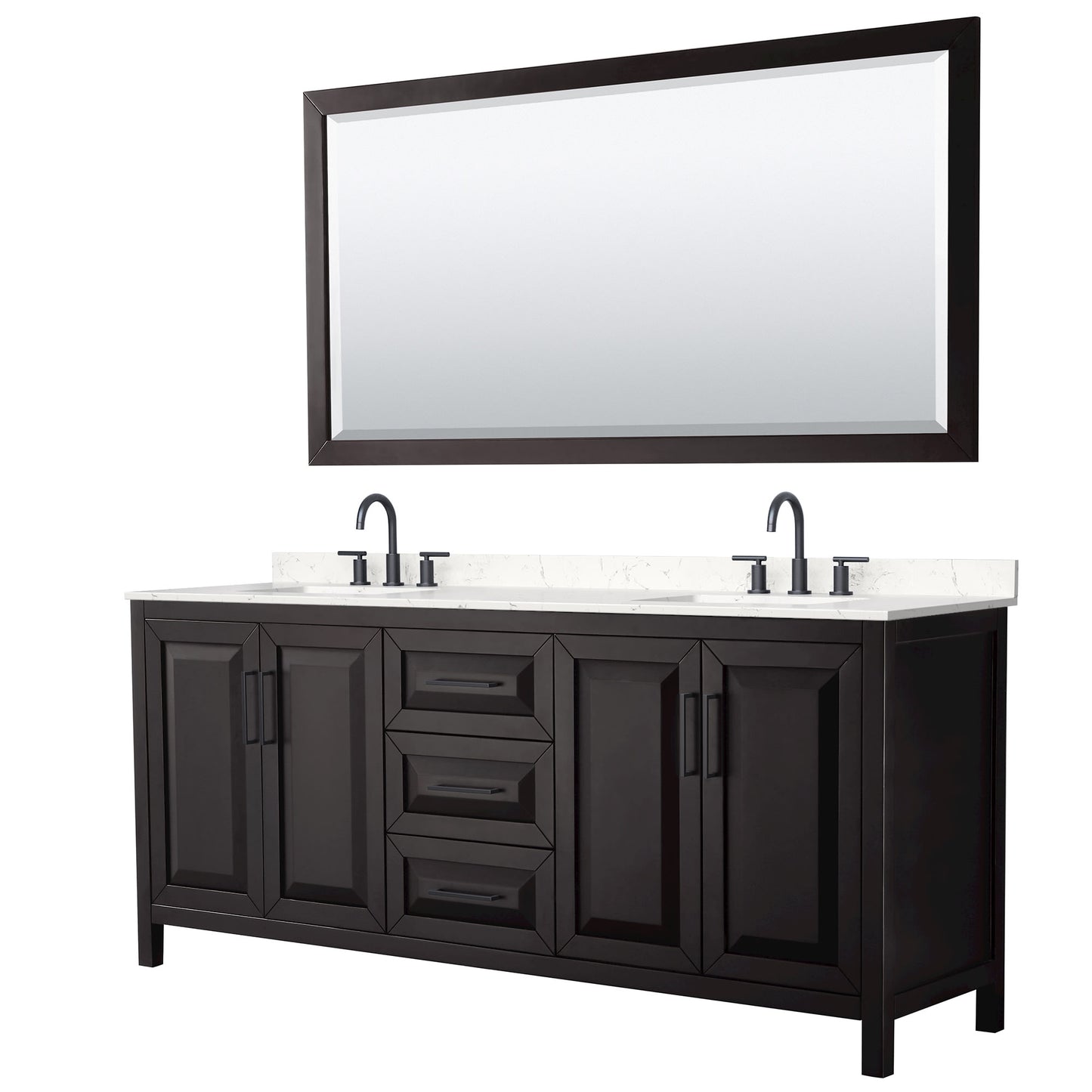 Daria Bathroom Vanity with Countertop 80 inch Double Sink 3-hole Faucet Setup