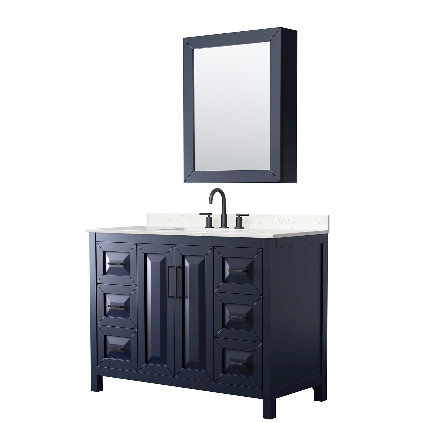 Daria Bathroom Vanity with Countertop 48 inch Single Sink 3-hole Faucet Setup