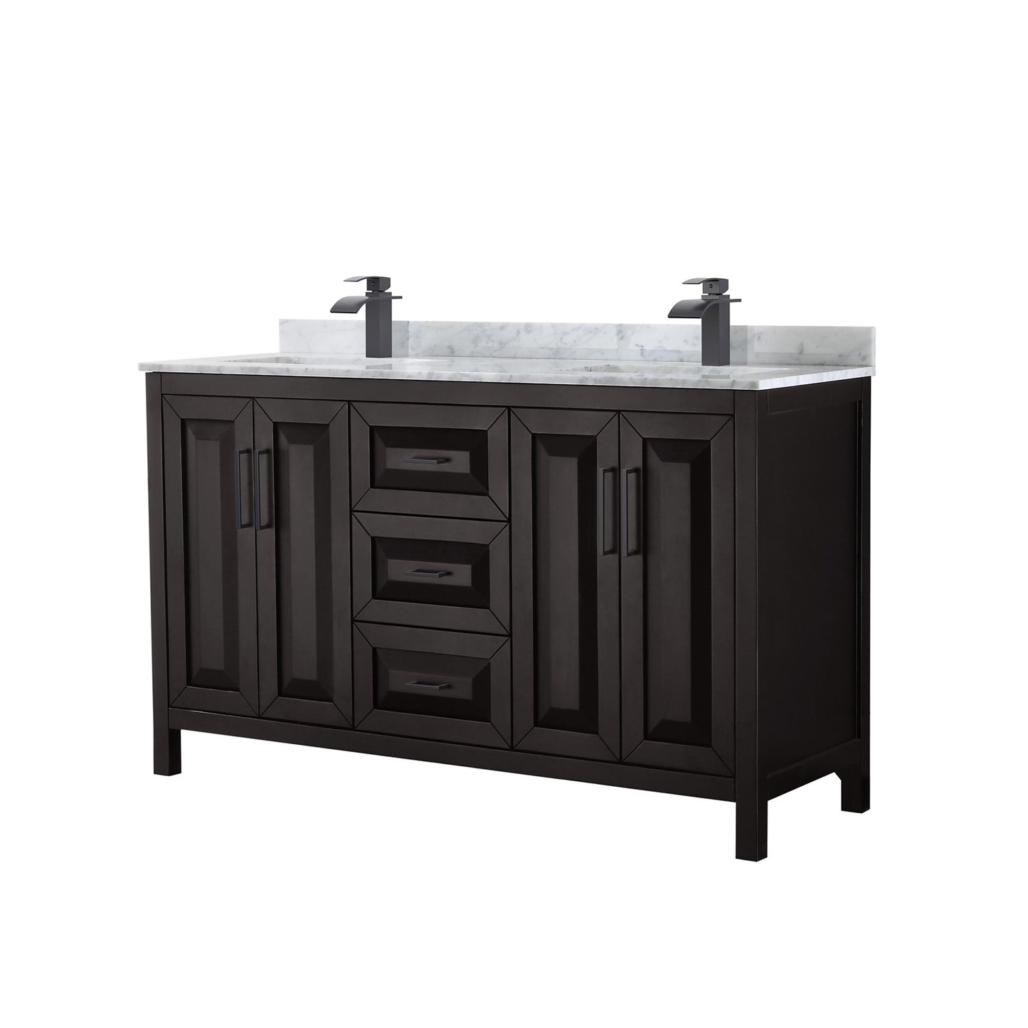 Daria Bathroom Vanity with Countertop 60 inch Double Sink Single hole Faucet Setup