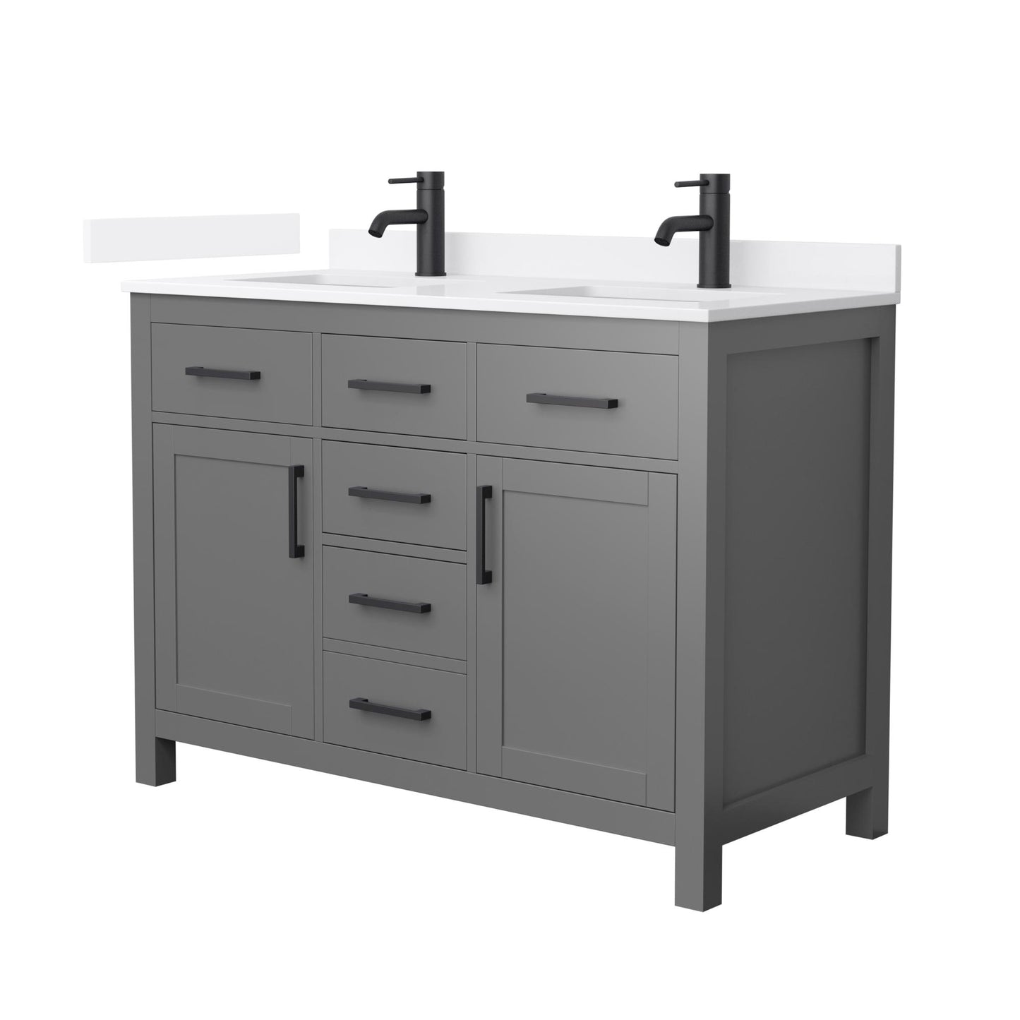 Beckett Bathroom Vanity with Countertop 48 inch Double Sink Single hole Faucet Setup