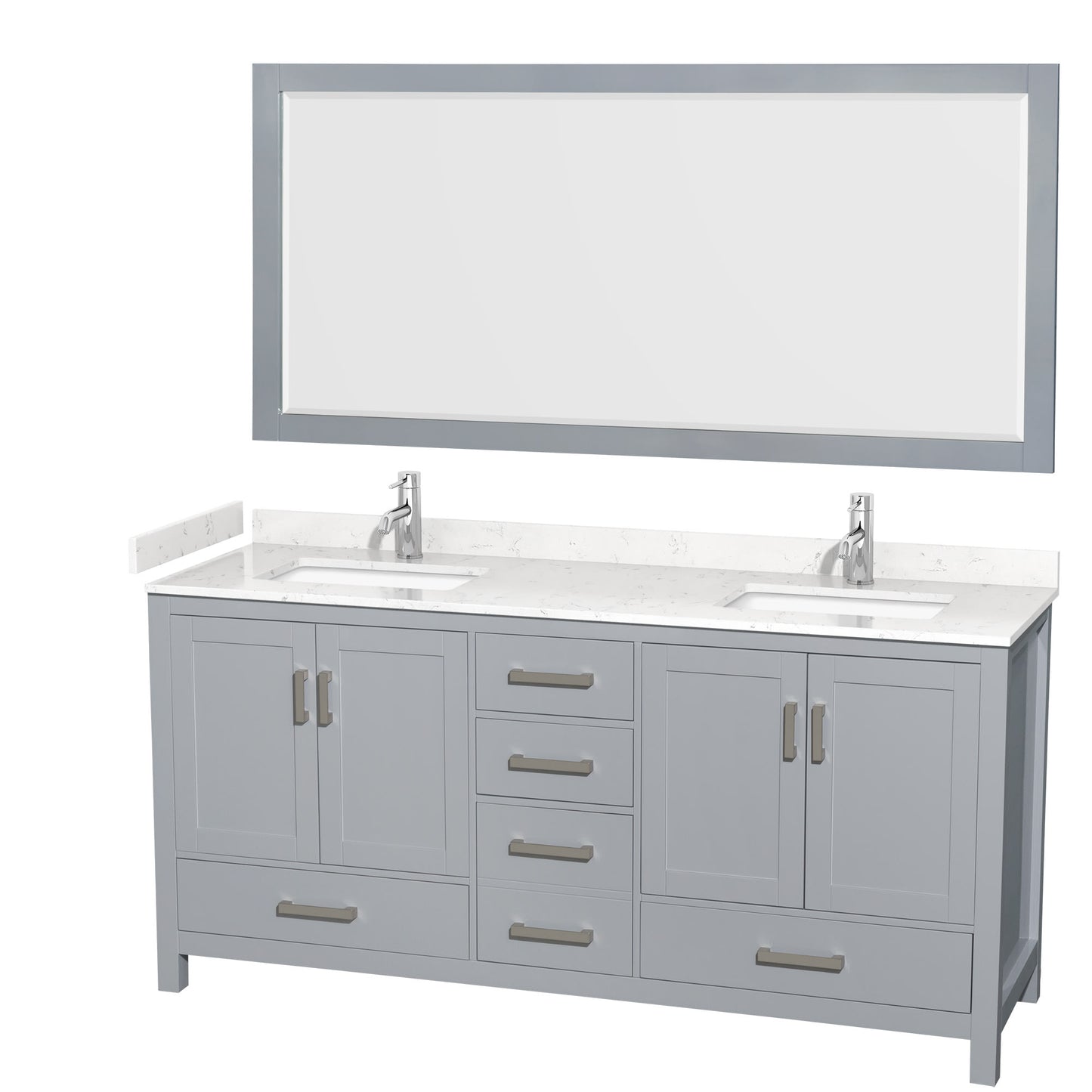 Sheffield Bathroom Vanity with Countertop 72 inch Double Sink Single hole Faucet Setup