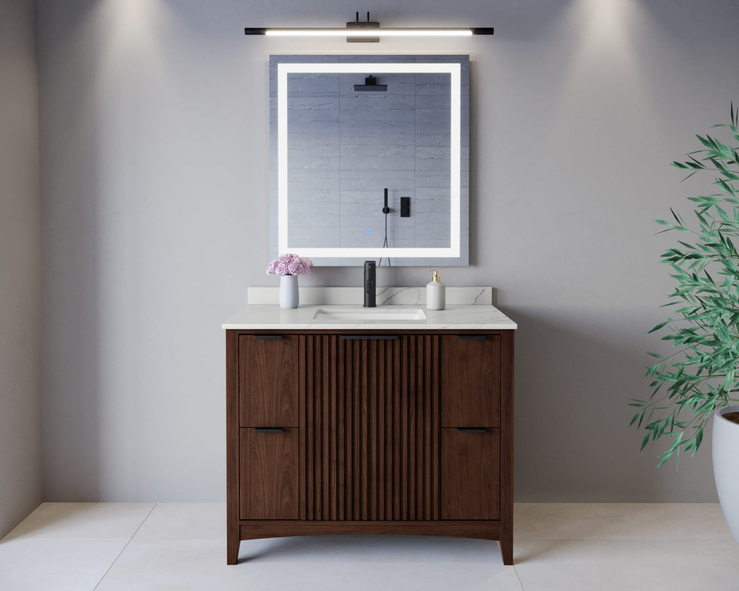 Palmilla Bathroom Vanity with Countertop 42 inch Single Sink Single hole Faucet Setup