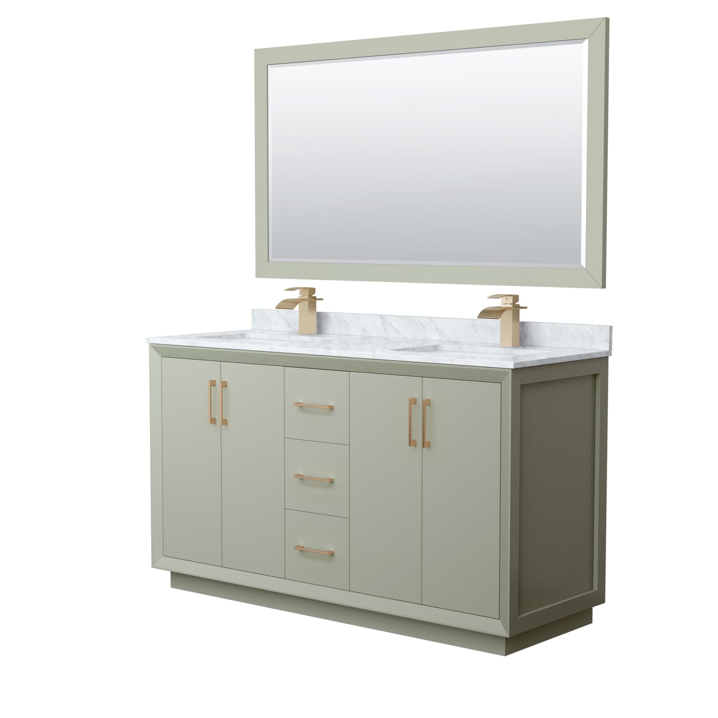 Strada Bathroom Vanity with Countertop 60 inch Double Sink Single hole Faucet Setup