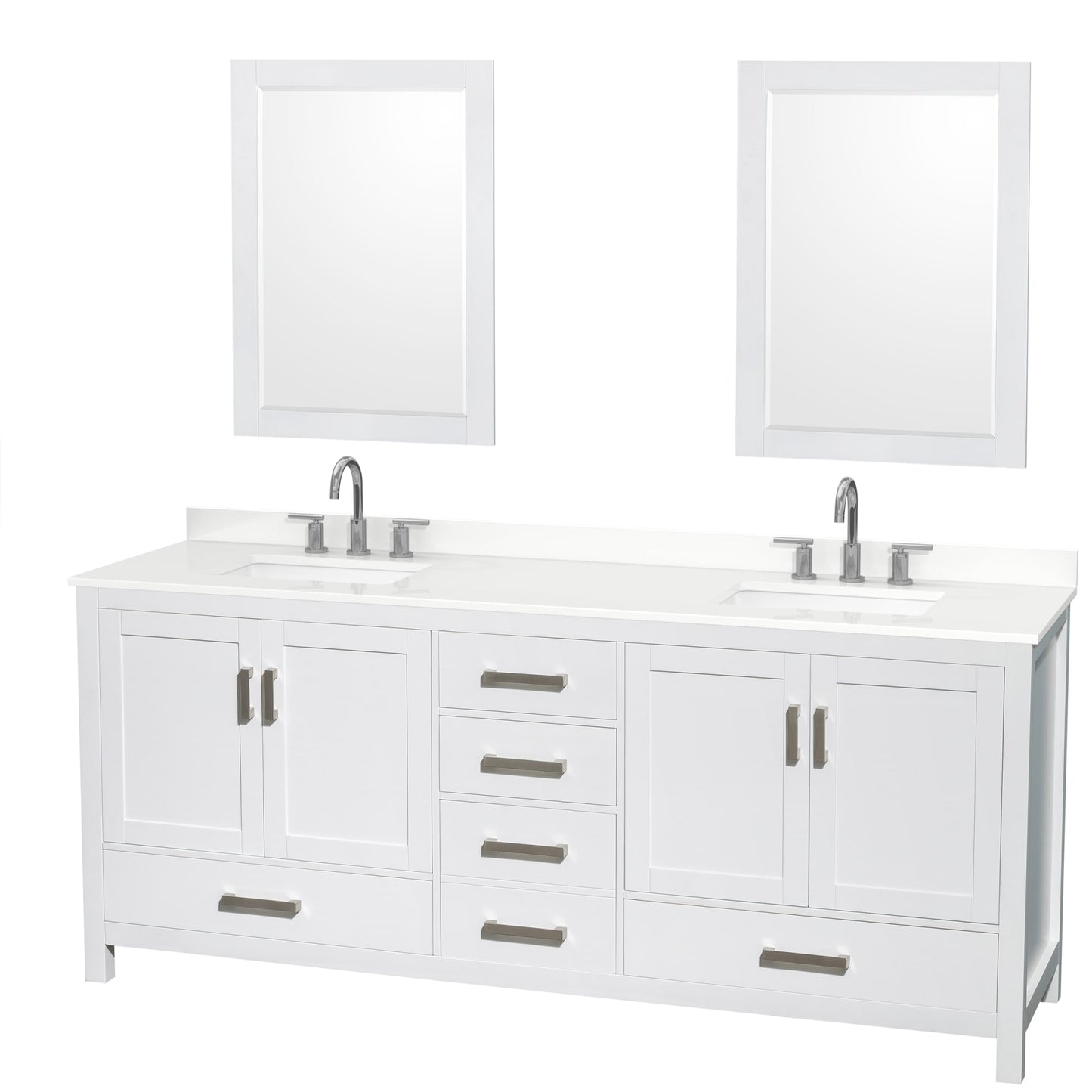 Sheffield Bathroom Vanity with Countertop 80 inch Double Sink 3-hole Faucet Setup