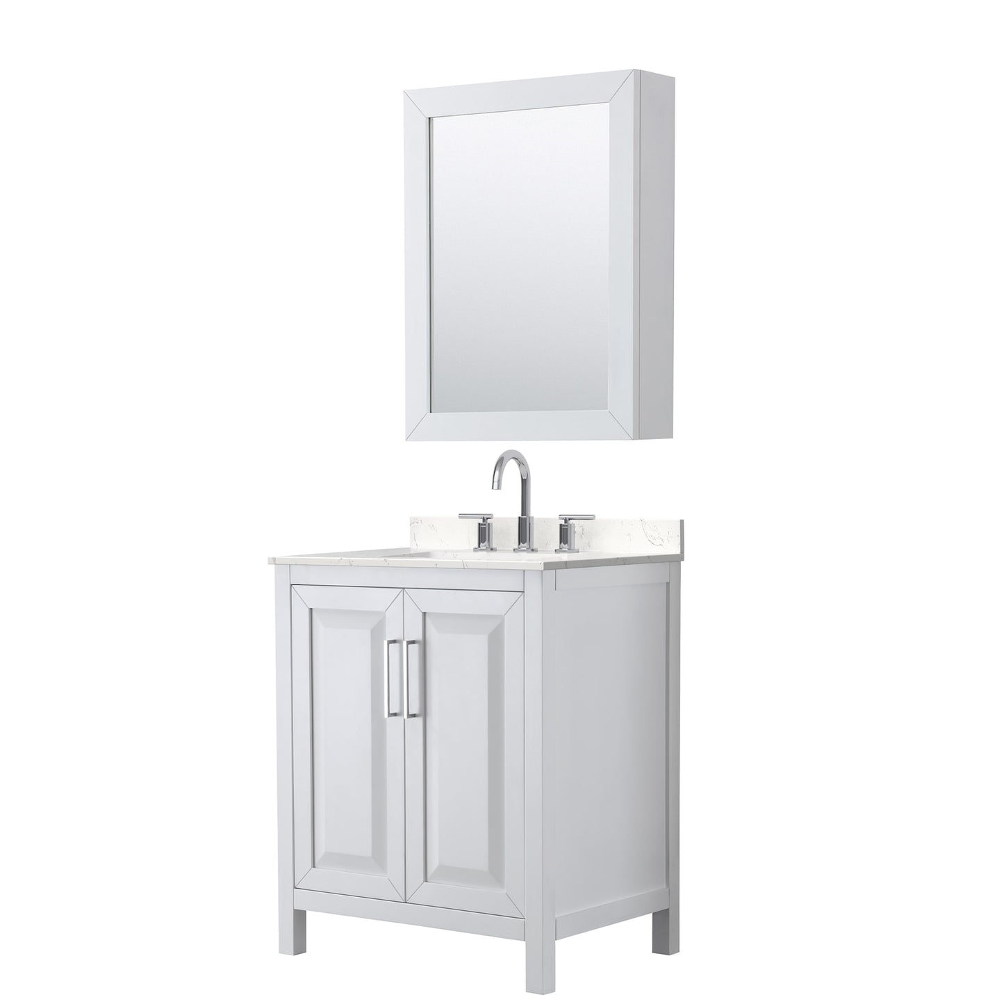 Daria Bathroom Vanity with Countertop 30 inch Single Sink 3-hole Faucet Setup
