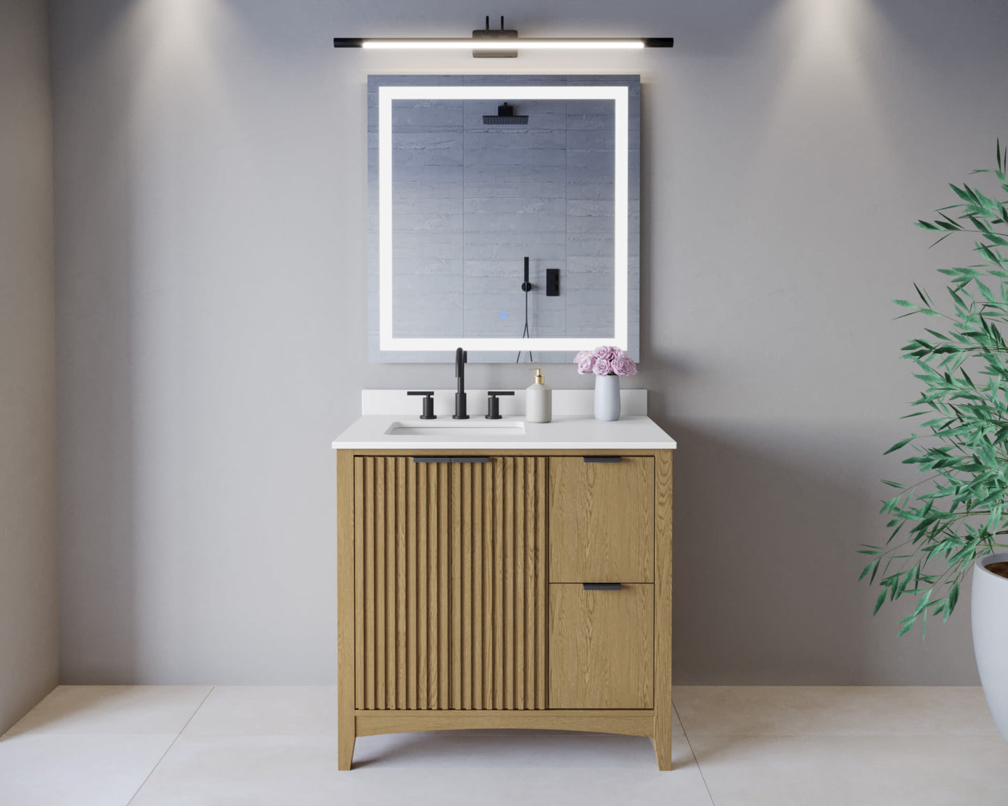 Palmilla Bathroom Vanity with Countertop 36 inch Single Sink 3-hole Faucet Setup
