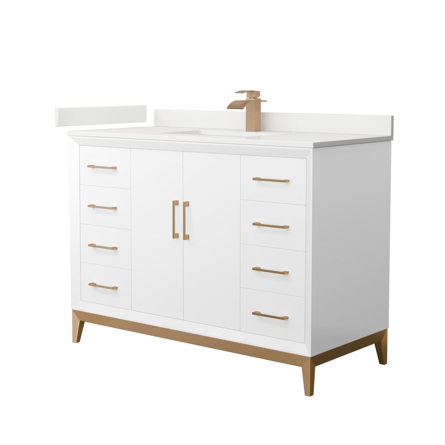 Amici Bathroom Vanity with Countertop 48 inch Single Sink Single hole Faucet Setup