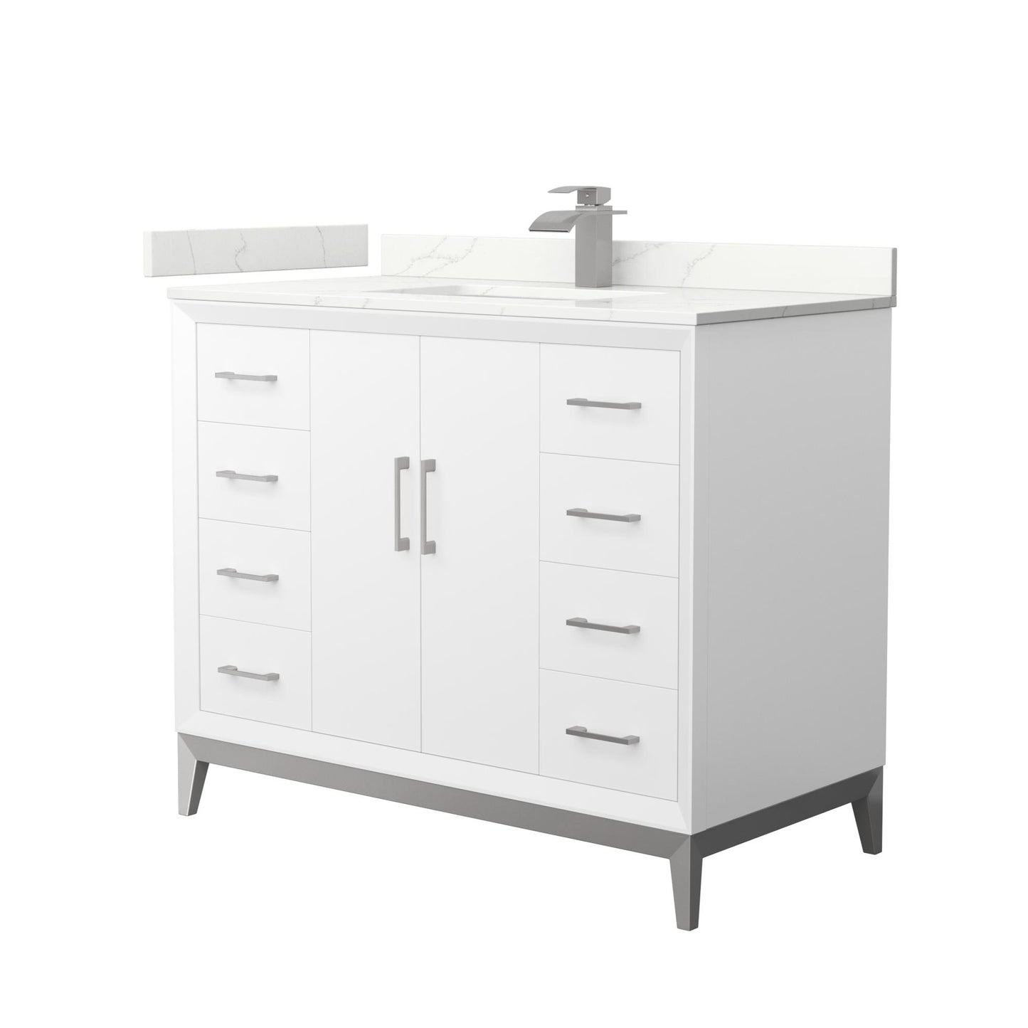 Amici Bathroom Vanity with Countertop 42 inch Single Sink Single hole Faucet Setup