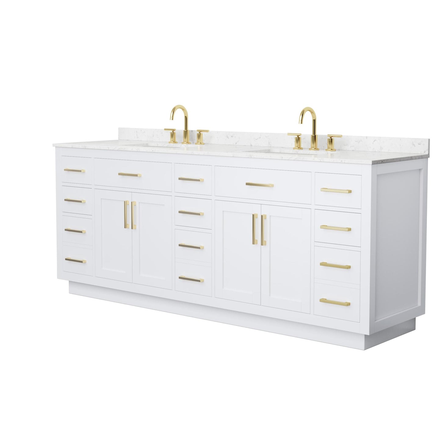 Beckett TK Bathroom Vanity with Countertop 84 inch Double Sink 3-hole Faucet Setup