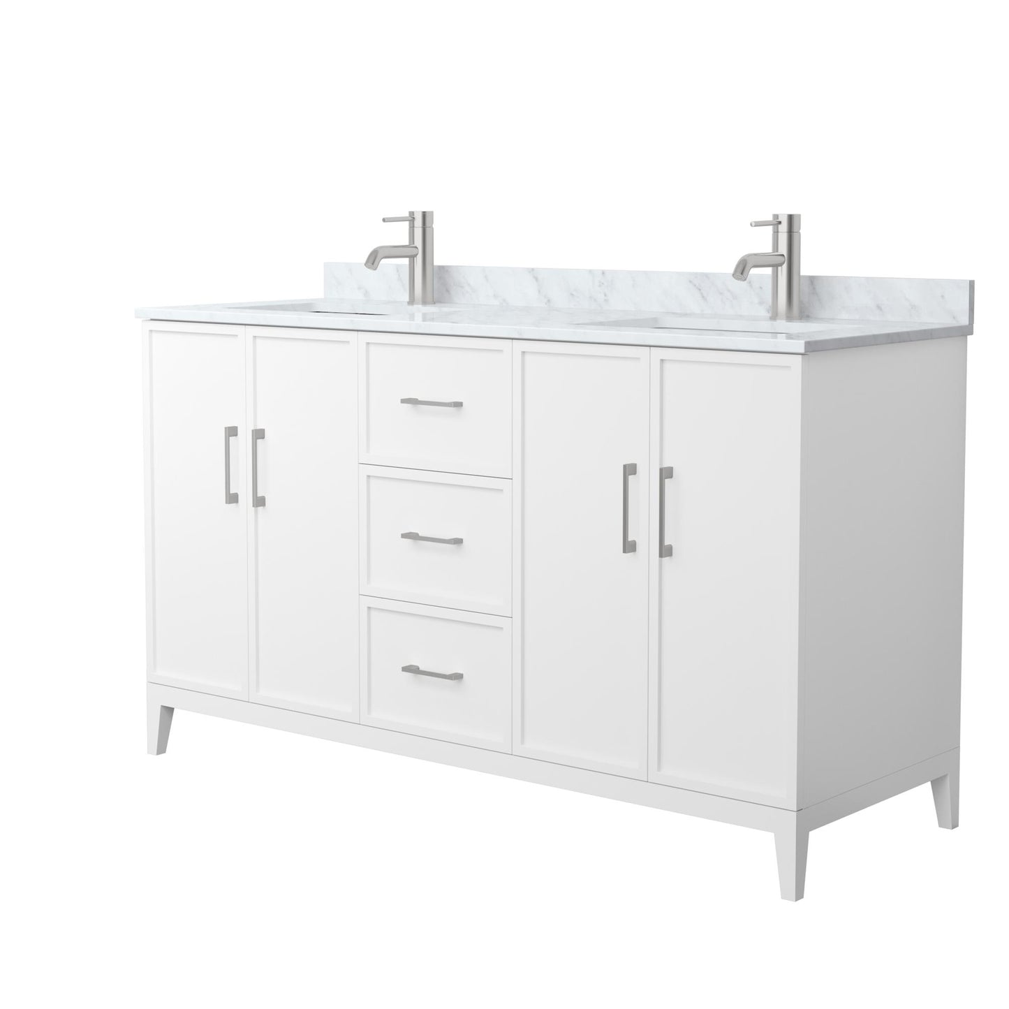 Elan Bathroom Vanity with Countertop 60 inch Double Sink Single hole Faucet Setup