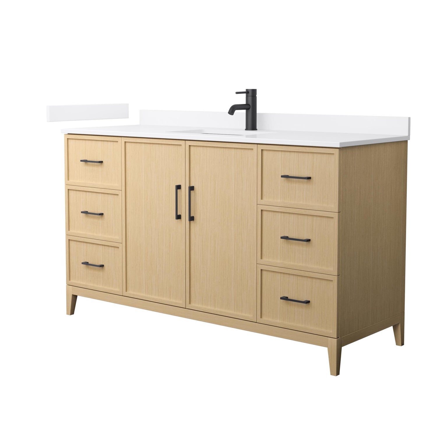 Elan Bathroom Vanity with Countertop 60 inch Single Sink Single hole Faucet Setup