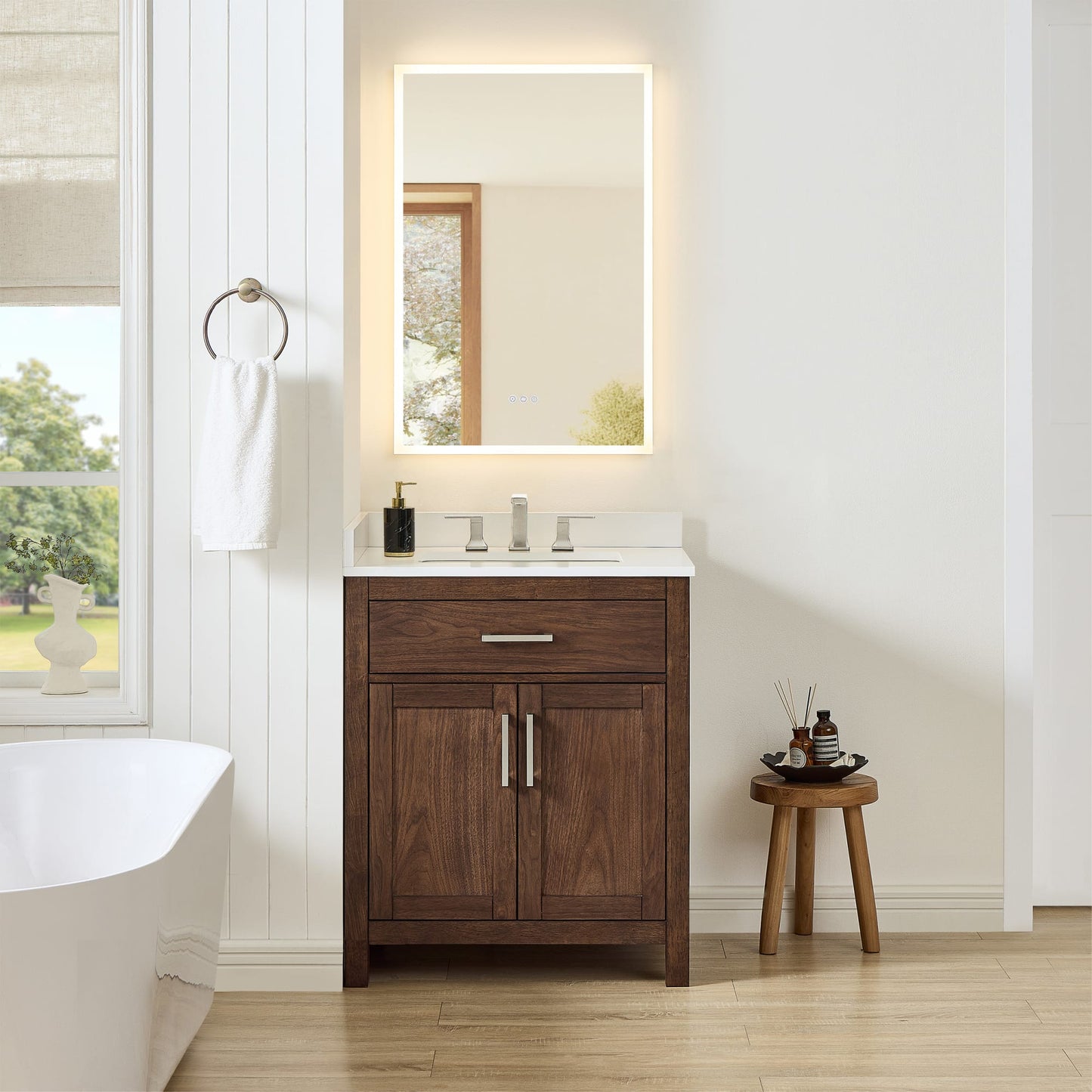Beckett Bathroom Vanity with Countertop 30 inch Single Sink 3-hole Faucet Setup