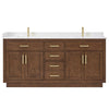 Custom image for Dark Oak with Brushed Gold Trim / White Cultured Marble / No Mirror